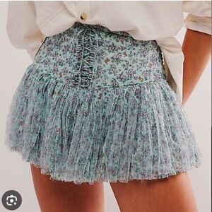 Free People Floral Ruffled Mini Skirt